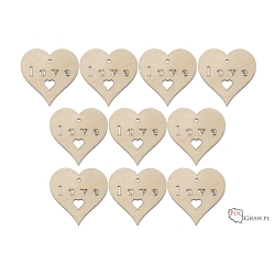 10x SERCE wypalone LOVE A221